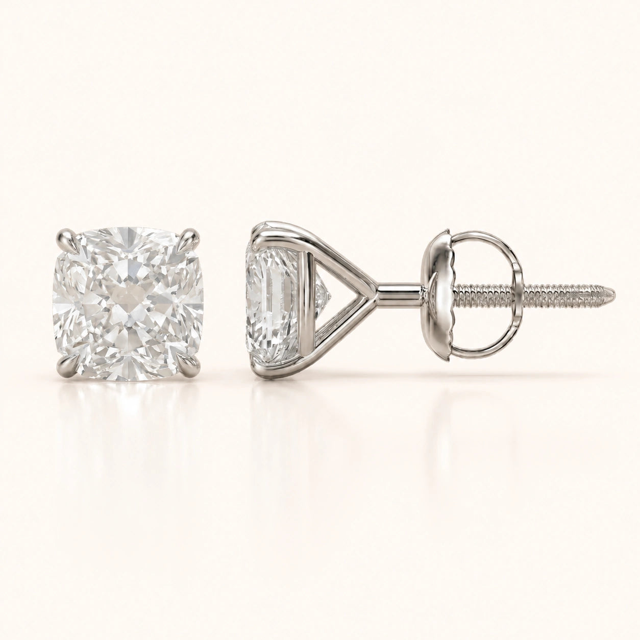 0.50 CT to 5 CT Cushion Cut Diamond Earrings