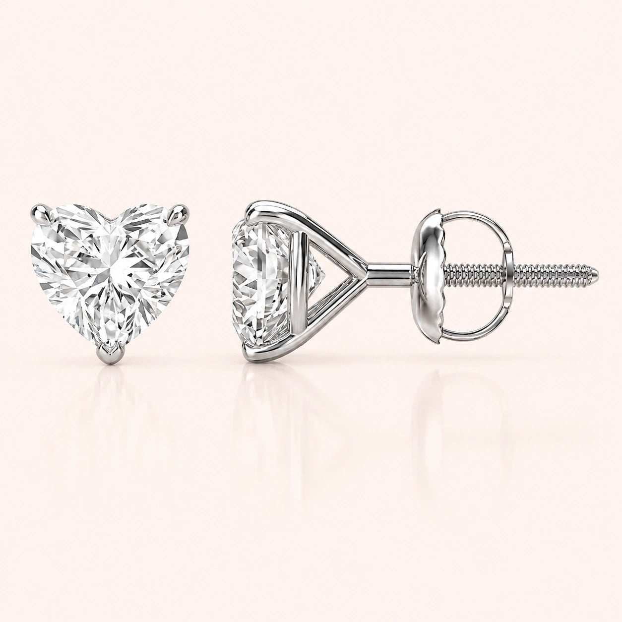0.50 Ct to 5 Carat Heart Diamond Earrings in Multiple Settings