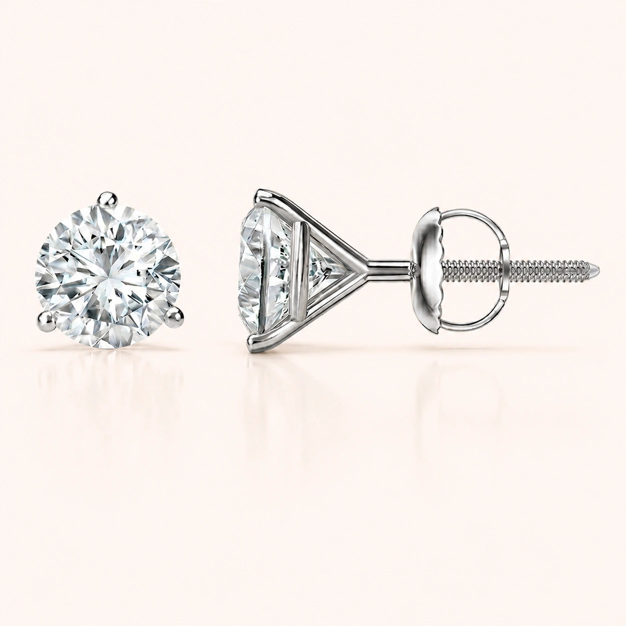 0.50 Ct to 5 Carat Round Stud Earrings in Multiple Settings