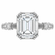 Front View of 2.5 Ct Emerald Cut Diamond Solitaire Engagement Ring with 4-Prong Setting