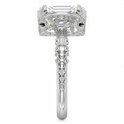 Side View Of 2.5 Ct Emerald Cut Diamond Solitaire Engagement Ring with 4-Prong Setting