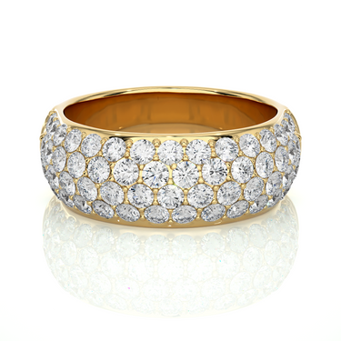 1.85 Ct Round Cut Pave Set Lab Diamond Wedding Band In Yellow Gold