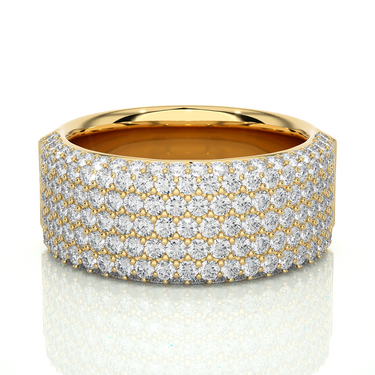 2 Ct 7 Row Pave Set Lab Diamond Band In Yellow Gold