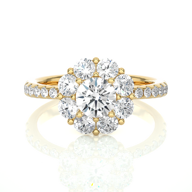 1.65 Floral Halo Lab Diamond Engagement Ring in White Gold