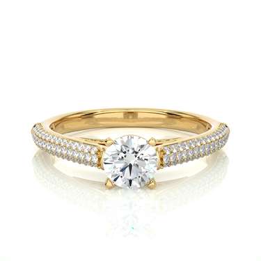 Bague diamant serti griffes taille ronde 0,90 ct avec accents en or blanc 