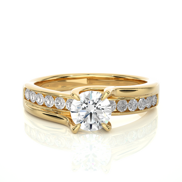 1 Ct Round Cut Tension Setting Lab Diamond Engagement Ring In Yellow Gold