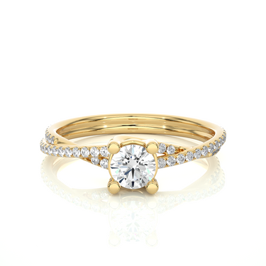 0.90 Ct Round Shaped Criss Cross Lab Diamond Engagement Ring in White Gold