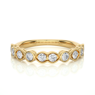 1.30 Carat Round Cut Bezel Setting Lab Diamond Half Eternity Band In Yellow Gold