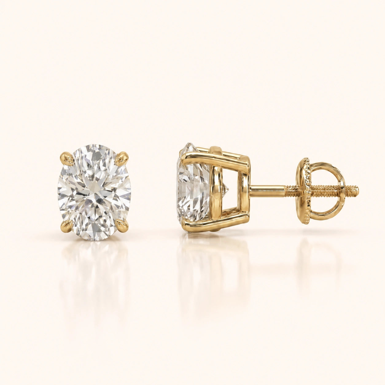 Luxury Oval Diamond Stud Earrings by Size & Setting