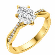 Angled view of 1.72 Ct Pear Cut Diamond Engagement Ring in Pavé Infinity Twist Setting