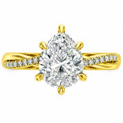 Front View Of 1.72 Ct Pear Cut Diamond Engagement Ring in Pavé Infinity Twist Setting