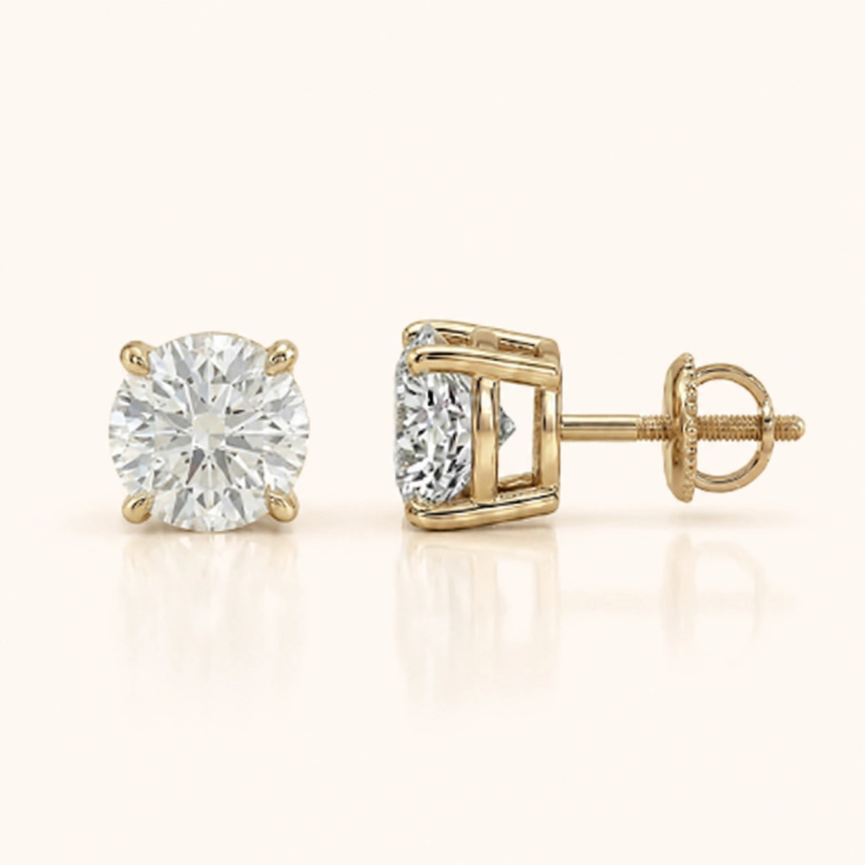 Luxury Round Diamond Stud Earrings by Size & Setting