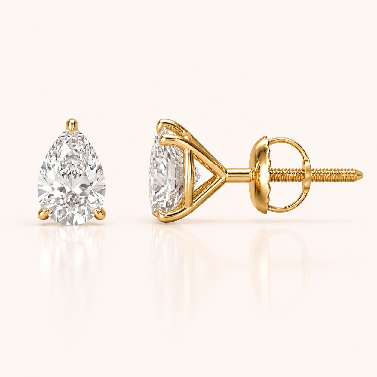 0.50 CT to 5 CT Pear Diamond Stud Earrings in Multiple Settings