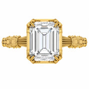 Front View of 2.5 Ct Emerald Cut Diamond Solitaire Engagement Ring with 4-Prong Setting