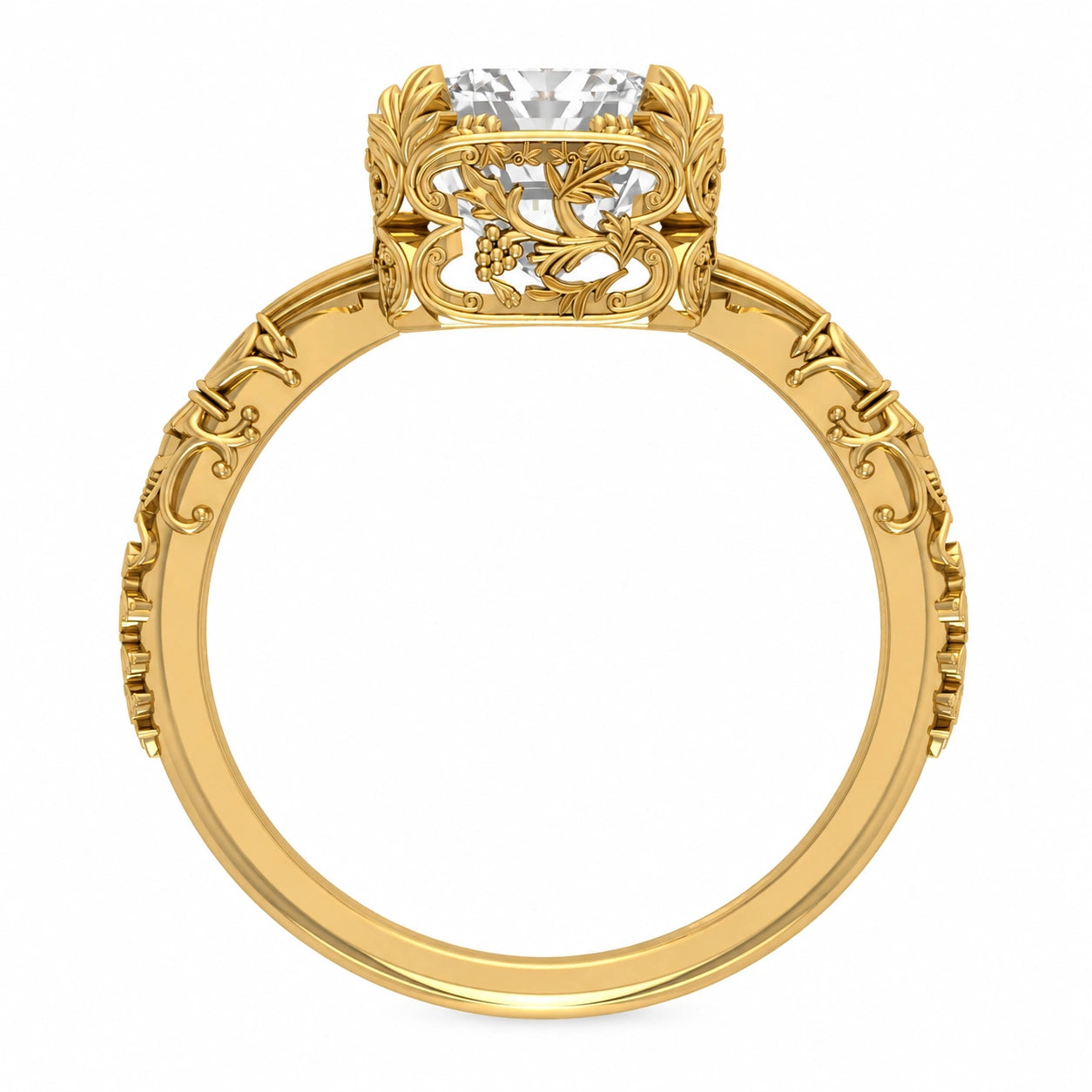 Metal View Of 2.5 Ct Emerald Cut Diamond Solitaire Engagement Ring with 4-Prong Setting