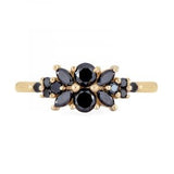 1.60 Carat Round And Marquise Cut Prong Setting Black Diamond Antique Ring