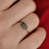 1.60 Carat Round And Marquise Cut Prong Setting Black Diamond Antique Ring