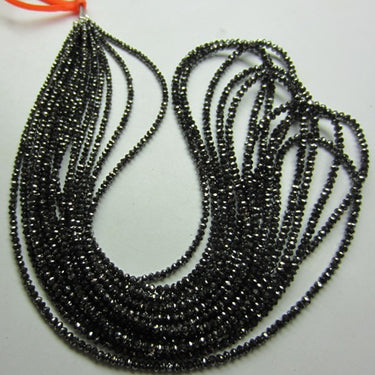 16ct Black Diamond Faceted Beads Strand