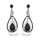 4.36 Carat Round Cut Pave Setting Black And White Diamond Dangle Earring 