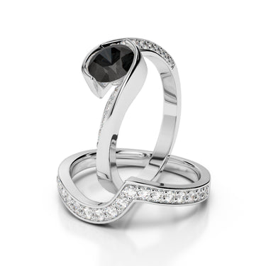 1.2ct Black & White Diamond Bridal Set Ring For Women