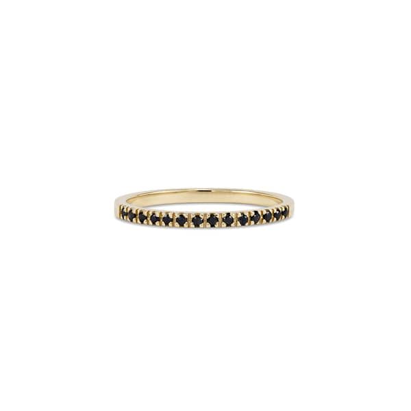 0.25 Ct Round Cut Diamond Prong Setting Black Diamond Eternity Ring 18K Yellow Gold Black Diamond Wedding Rings