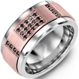 0.46 Carat Round Cut Pave Setting Black Diamond Wedding Band In Rose Gold 