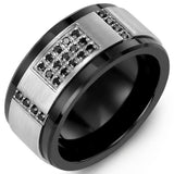 0.46 Carat Round Cut Pave Setting Black Diamond Wedding Band In White Gold 