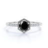 2 Carat Basket Set Black & White Diamond Engagement Ring 