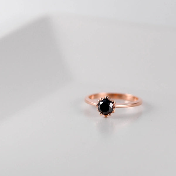 1.25 Ct Round Cut Solitaire Black Diamond Ring Black Diamond Engagement Ring