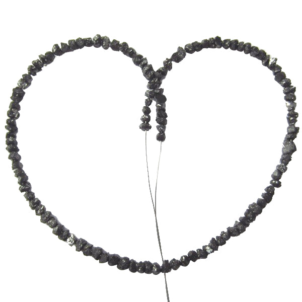 18 Inch Black Raw Diamond Beads Strand
