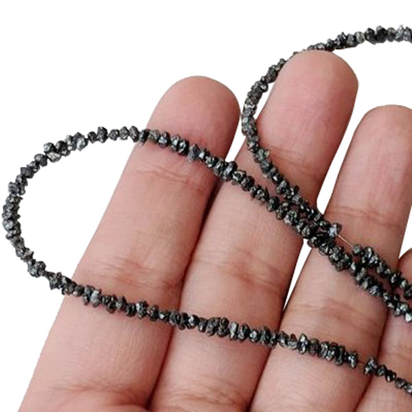 18 Inch Black Raw Diamond Beads Strand