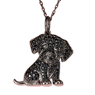 Black Diamond Halloween Puppy Pendant