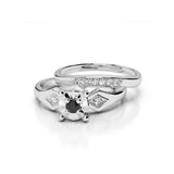 0.20 Ct Round Cut Prong Setting Black And White Diamond Bridal Set Ring