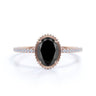 2.00 Carat Oval Shape Prong Setting Black And White Diamond Ring In Rose Gold