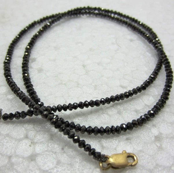 16ct Natural Black Loose Diamond Faceted Beads Strand