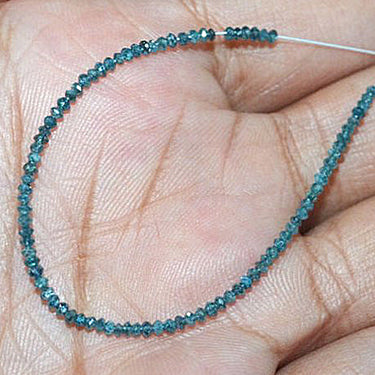32 Inch Blue Color Diamond Beads