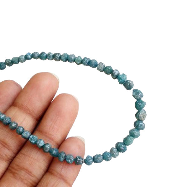 18 Inch Natural Raw Blue Color Diamond Beads Strand