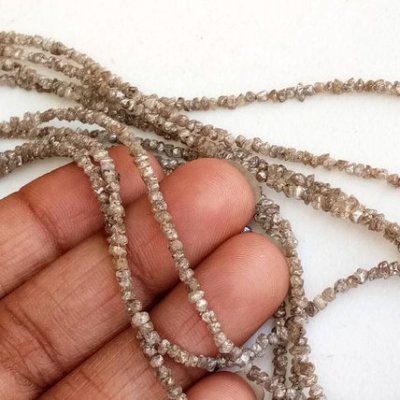 7 Inch Brown Uncut Diamond Beads