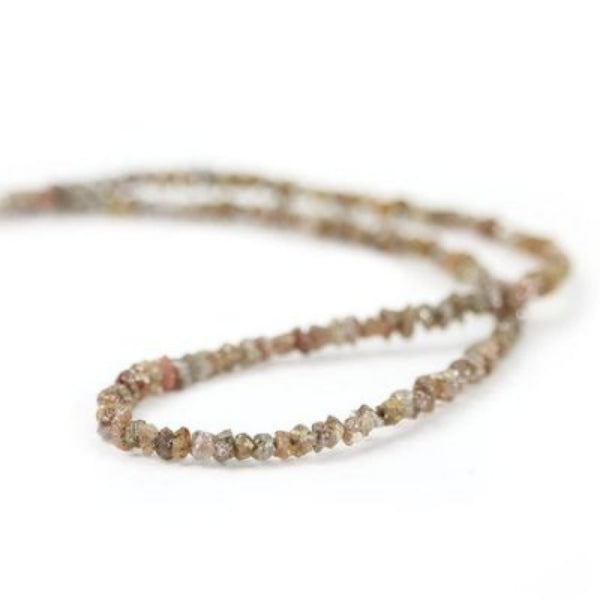 20 Inch Natural Uncut Loose Brown Diamond Beads Strand