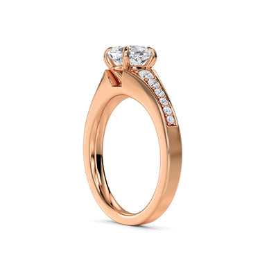 1.60 Carat Cushion Cut Cathedral 4 Prong Setting Lab Diamond Ring In Rose Gold