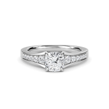 1.60 Carat Cushion Cut Cathedral 4 Prong Setting Lab Diamond Ring In White Gold 
