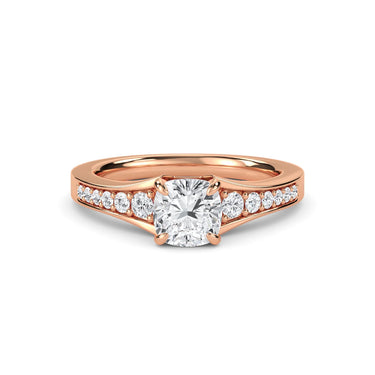 1.60 Carat Cushion Cut Cathedral 4 Prong Setting Lab Diamond Ring In Rose Gold