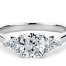 1.80 Ct Cushion & Pear Cut Prong Setting Lab Diamond 3 Stone Engagement Ring in White Gold