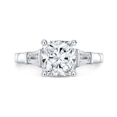 1.50 Ct Cushion & Baguette Cut 4 Prong Setting 5 Stone Lab Diamond Ring In White Gold