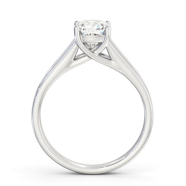 1 Carat Cushion Cut Lab Diamond 4 Prong Setting Split Shank Solitaire Ring In White Gold 