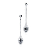 3 Ct Rose And Pear Shape Black Diamond Drop Earrings In White Gold