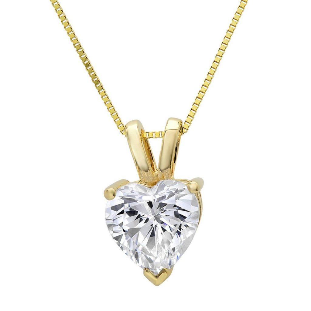 1 Carat Heart Shaped Solitaire Prong Setting Diamond Pendant Lab diamond