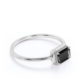 2 Carat Emerald Cut Prong Setting Black Diamond Engagement Ring In White Gold