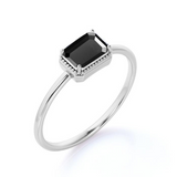 2 Carat Emerald Cut Prong Setting Black Diamond Engagement Ring In White Gold