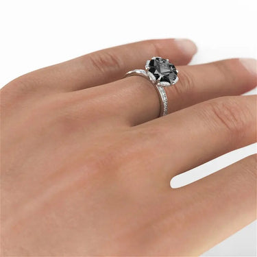 3 Carat Black Diamond Halo Engagement Ring
